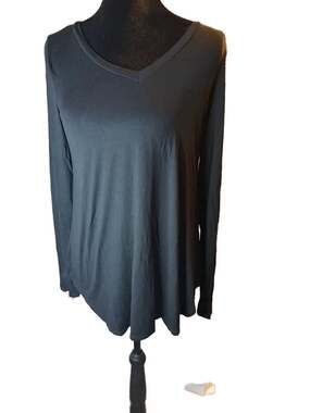 Honeyme Black V-Neck Long Sleeve Tunic Top Size S